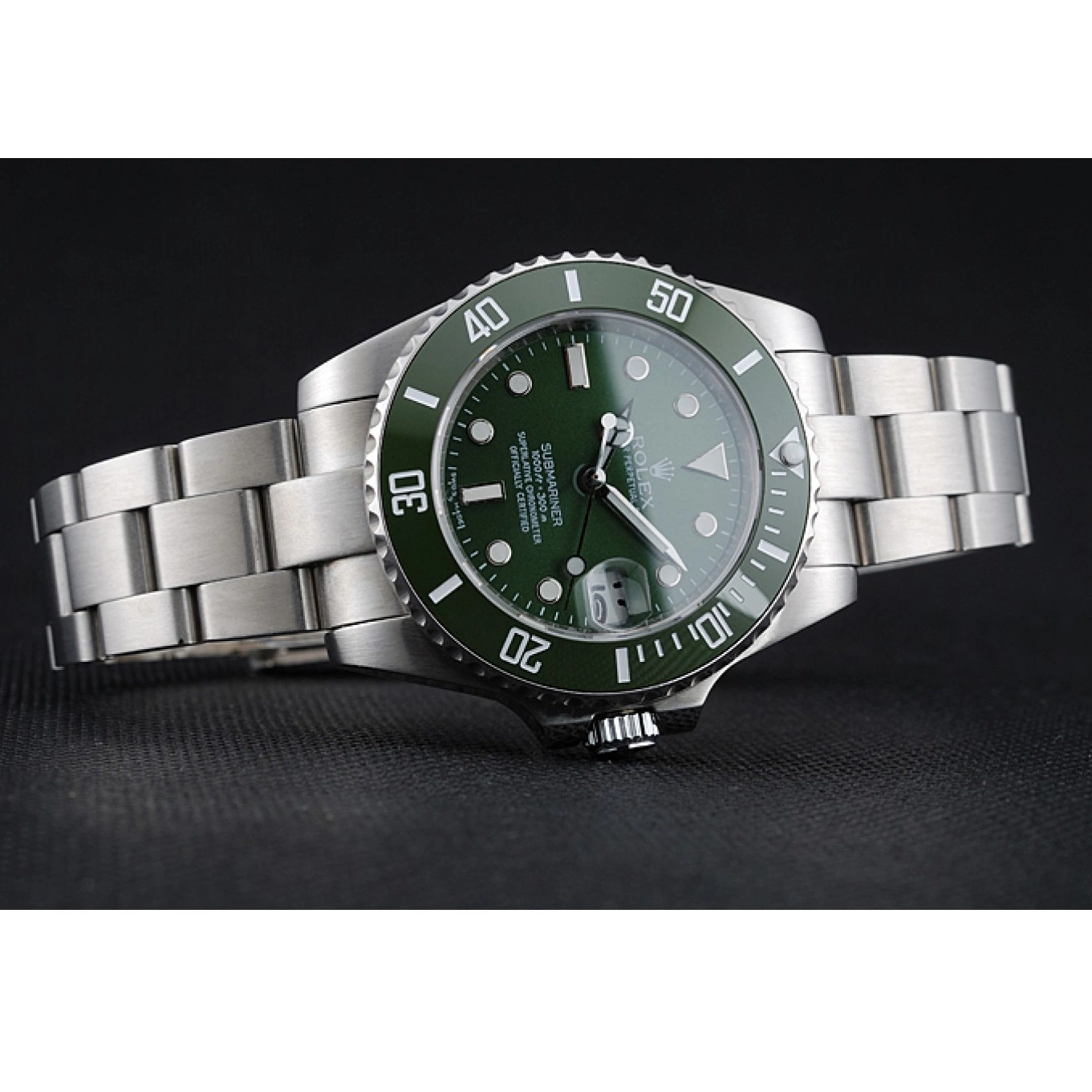 Aaa replica watch 1454151 Rolex Steel Submariner Dial Stainless Bracelet Green 0823